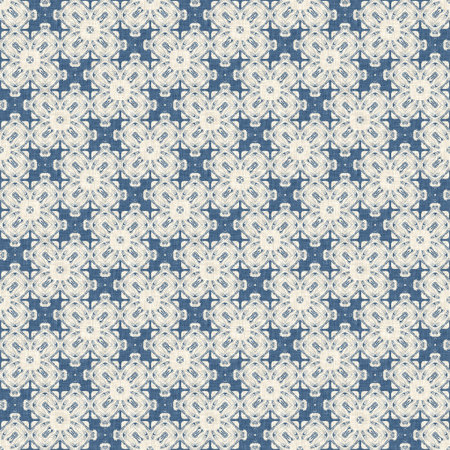 French blue quilt printed fabric pattern for shabby chic home decor style. Rustic farm house country...
