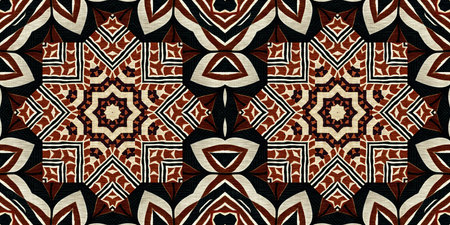 African kente cloth patchwork effect border pattern. Seamless geometric quilt fabric edging trim...