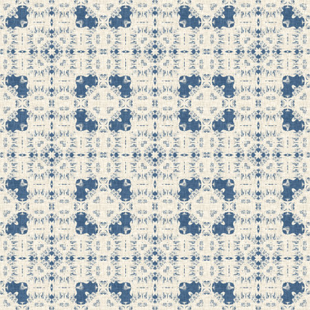 French blue quilt printed fabric pattern for shabby chic home decor style. Rustic farm house country cottage linen seamless background.の写真素材