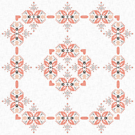 Modern boho geometric floral quilt style seamless pattern. Shabby chic scandi repeat background with...