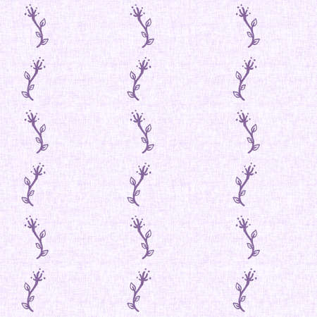 Gender neutral purple botanical foliage seamless raster background. Simple whimsical 2 tone pattern. Kids floral nursery wallpaper or scandi all over print.の写真素材