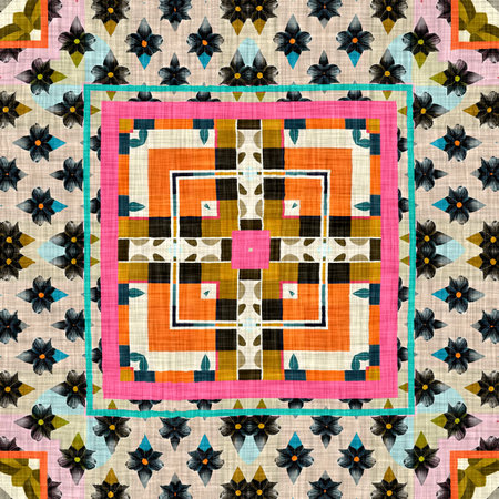Kitsch pattern geometric retro design in seamless background. Trendy modern boho geo in vibrant...