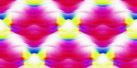 Retro tie dye bright border. Playful vintage pink shibori endless trim. Colorful seamless...