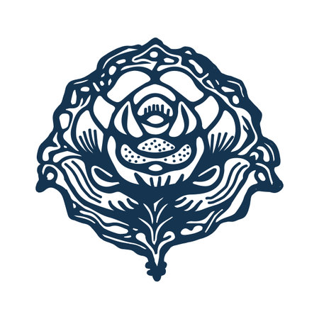 Decorative floral single clip art. Vintage vector botanical flower icon for blossom beauty. Illustration of bloom foliage.のイラスト素材