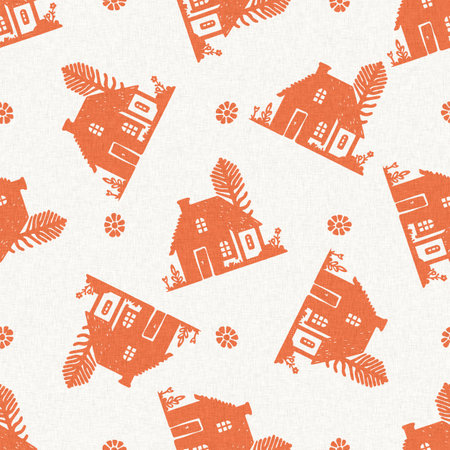Peach fuzz botanical house texture background with color of the year two tone linen fabric effect. Soft fresh modern home design for all over decor, wallpaper and on trend repeat tile textures.の写真素材