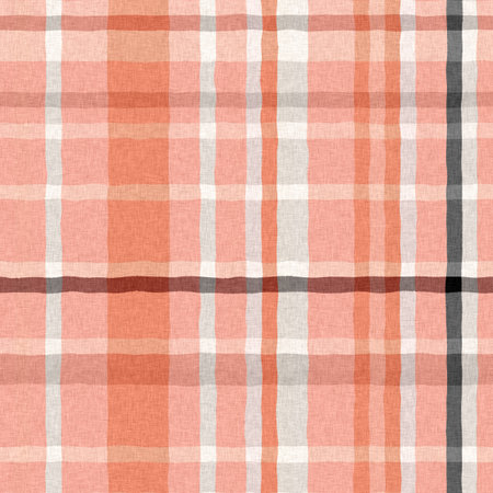 Woven tartan in spring color cloth plaid background pattern. Traditional checkered home decor linen cloth texture effect. Seamless soft furnishing fabric. Variegated melange weave all over print.の写真素材