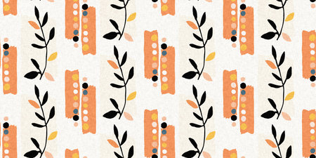 Midcentury modern floral endless border. Organic summer gender neutral retro matisse edging.