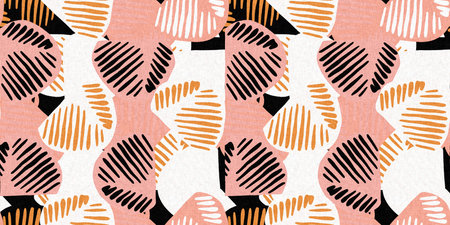 Midcentury modern floral endless border. Organic summer gender neutral retro matisse edging.