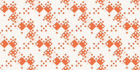 Simple glitch geometric seamless abstract border with playful woven peach color. Bright whimsical...