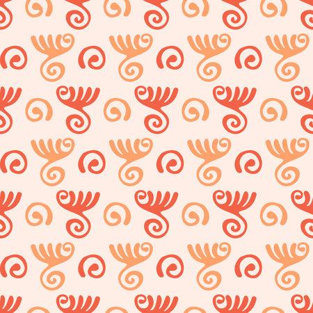 Peach fuzz botanical texture vector background with color of the year two tone linen fabric effect. Soft fresh modern design for all over decor, wallpaper and on trend repeat tile textures.のイラスト素材