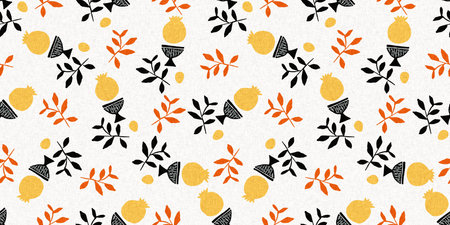 Midcentury modern floral endless border. Organic summer gender neutral retro matisse edging.