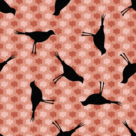 Midcentury modern wildlife bird endless pattern. Organic summer gender neutral 70s matisse wallpaper.の写真素材