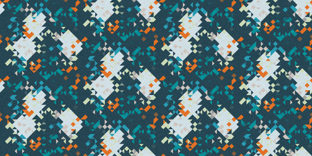Simple glitch geometric seamless abstract border with playful woven summer color. Bright whimsical...