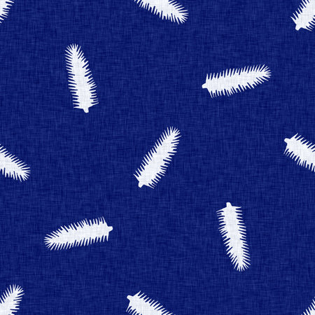 Indigo denim blue leaf motif seamless pattern. Japanese dye batik fabric style effect print background swatch.の写真素材