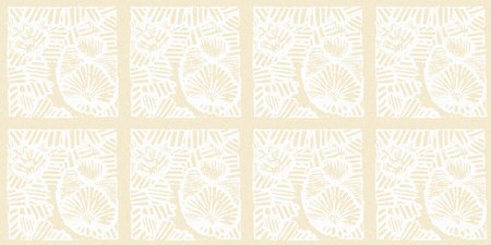 Modern white on cream lace effect wedding border texture. Soft tonal linen openwork block print with...
