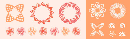 Peach fuzz botanical set texture vector motif with color of the year two tone effect. Soft fresh modern design for hand drawn illustration collection.のイラスト素材