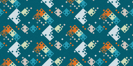 Simple glitch geometric seamless abstract banner with playful woven summer color. Bright whimsical...