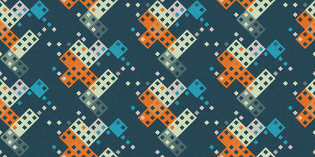 Simple glitch geometric seamless abstract banner with playful woven summer color. Bright whimsical...