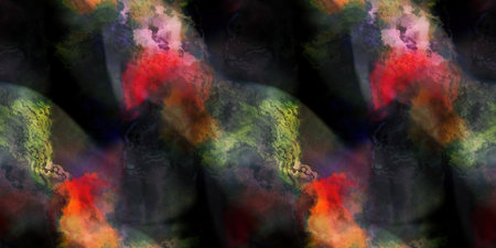 Multicolour space dyed marble seamless border art Endless edging texture background. Vivid mottled...