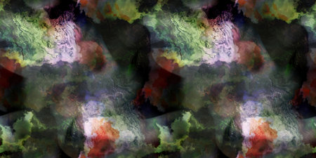 Multicolour space dyed marble seamless border art Endless edging texture background. Vivid mottled...