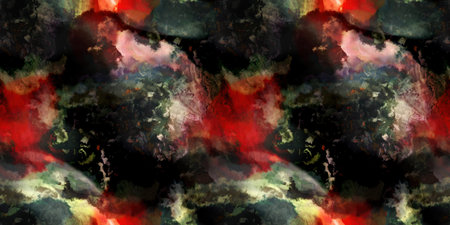 Multicolour space dyed marble seamless border art Endless edging texture background. Vivid mottled marl effect ombre home decor design. For tie dye and surface fashion ribbon trim.の写真素材