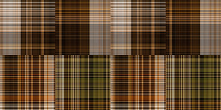 Warm fall gingham tartan check seamless border pattern. Woven classic variegated ombre check ribbon trim. Repeatable banner for washing tape and for fashion edging designの写真素材