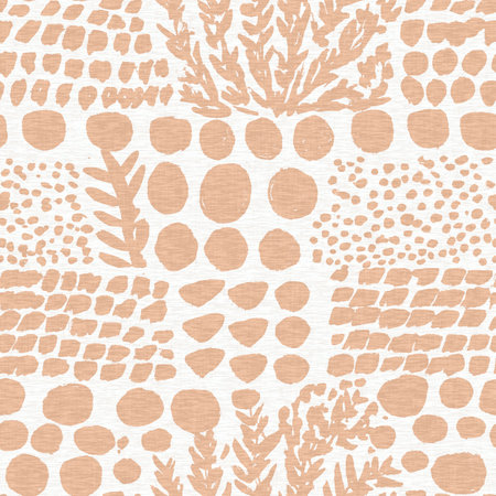 Calm minimal shape seamless pattern. Gender neutral baby nursery decor background. Scandi style sketch wallpaper in decorative kid fashion swatch.の写真素材