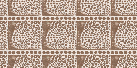 Calm scribble shape minimal shape seamless border pattern. Gender neutral baby nursery natural brown linen banner background. Scandi style sketch doodle wash tape edging trim.の写真素材