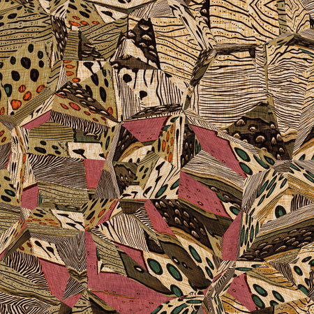 Autumnal brown patched cozy seamless pattern. Patchwork style fabric effect with floral design for...