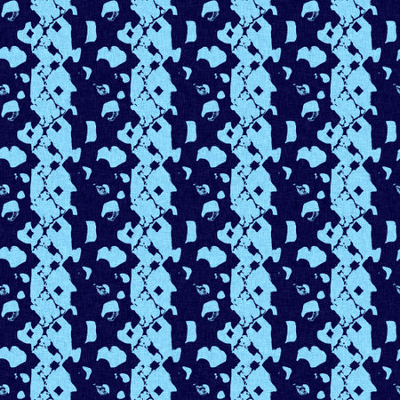 Abstract indigo blue batik dye seamless pattern, Organic bleed effect dyed wash background.の写真素材