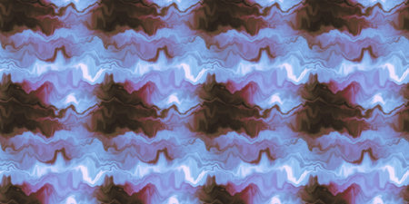 Moody ombre blur tie dye effect seamless border pattern. Wavy liquid paint flow banner edging...