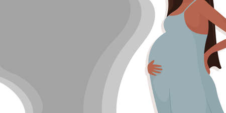 Modern banner design for clinic, maternity hospital. Concept template for artificial insemination, pregnancy management, support for single mothers, courses or school for pregnant women. Black peopleのイラスト素材