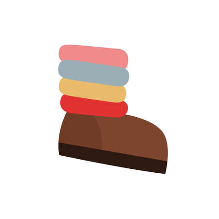Isolated cartoon children's balloon boot. Simple doodle icon with shoes for baby goods, toys, applications. Element, object or clipart for design of banner kids clothing store, toy shop. Logo, emblem.のイラスト素材