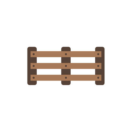 Wooden fence for the farm. Simple flat design element. Low fence for detachments with cattle on the ranch. Rural life item. Farming and animal husbandry.のイラスト素材
