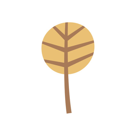 A simple cute autumn tree. Doodle flat element of forest, garden or farm. Yellow plantのイラスト素材