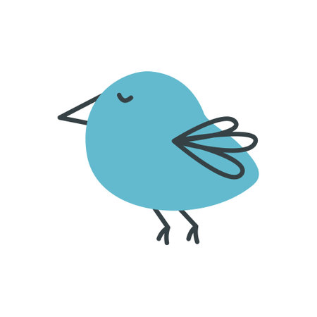 Simple cute bird in doodle style. Element for spring or summer design.のイラスト素材
