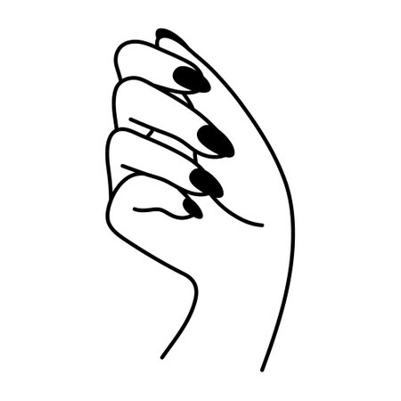 Female hand in a fist gesture. Linear icon. Non-verbal language. Elegant palm of hand. Woman's arm. Simple vector minimalist illustration. Graphic element isolated on white background.のイラスト素材