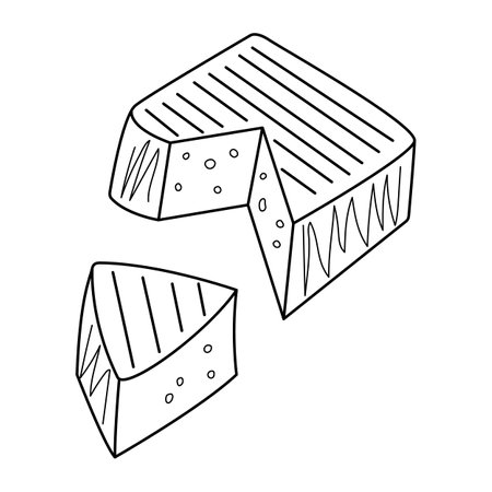 Piece of cheese simple linear vector illustrationのイラスト素材