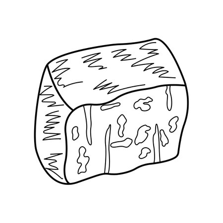 Piece of cheese simple linear vector illustrationのイラスト素材