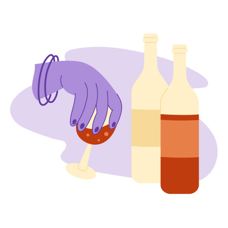 Alcohol addiction concept. Cartoon flat vector illustrationのイラスト素材