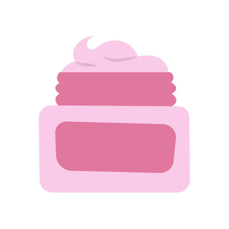 Cream in a plastic jar. Cosmetic product for skin care. Vector flat illustration.のイラスト素材