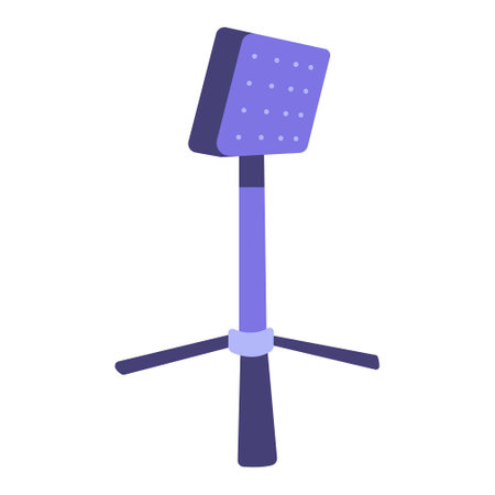LED light on a tripod for shooting video. Working equipment for a beauty blogger. Vector flat illustration.のイラスト素材