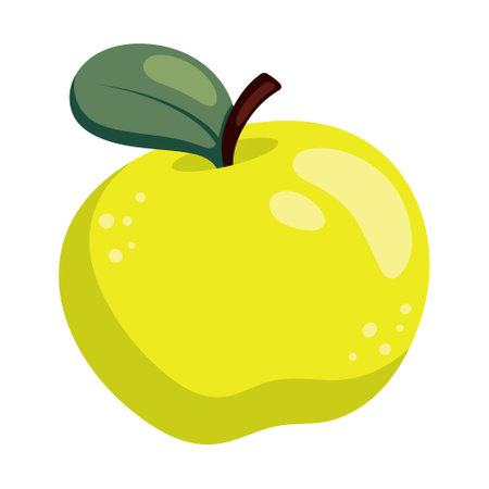 Green apple simple illustration. Ripe juicy fruit. Bright cartoon vector flat clipartのイラスト素材