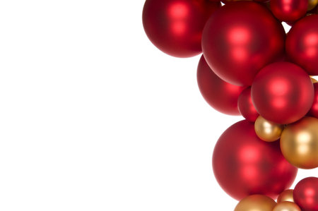 Traditional Christmas balls on white backgroundの写真素材