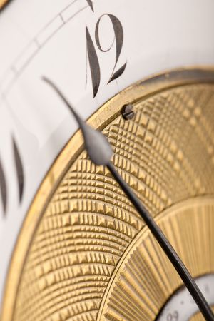 Detail of antique clock with Arabic numeral, macro lensの写真素材