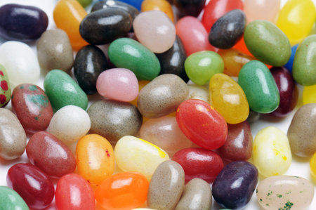 fruit jelly beans, on white background