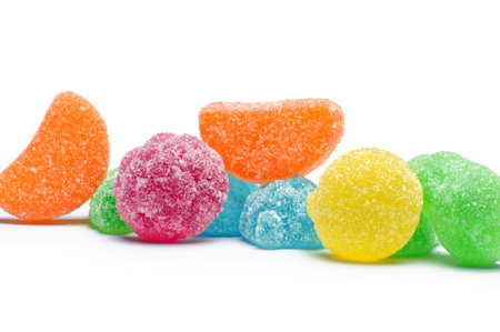 fruit jelly candies, on white background