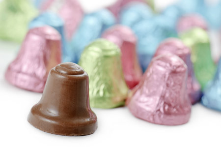 chocolate little bells, on white background