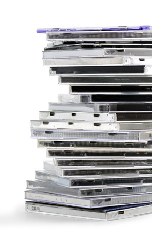 stack of compact disk, on white background