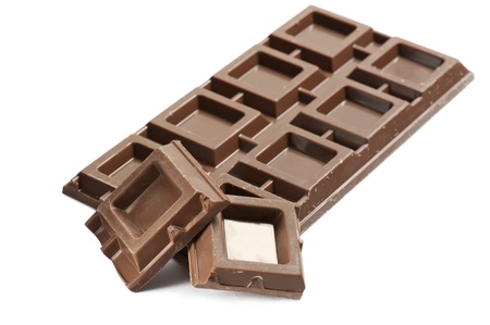 chocolate bar, on white backgroundの写真素材